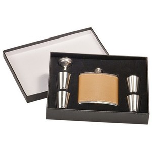 Photo of Leather/Stainless Steel Flask Set With Presentation Box