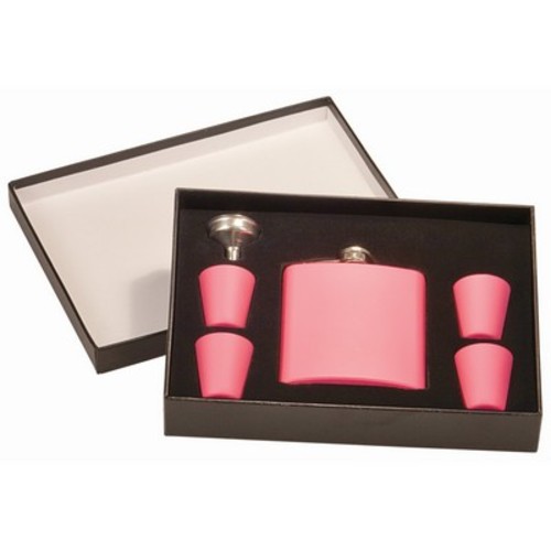 Photo of Matte Pink Flask Set With Presentation Box