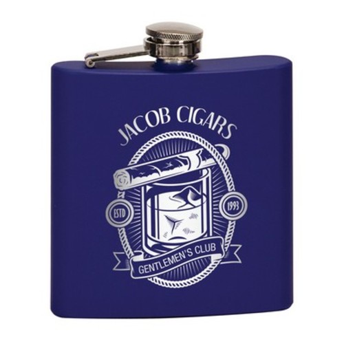 Photo of 6 Oz. Matte Blue Laser Engraved Stainless Steel Flask
