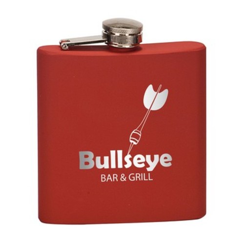 Photo of 6 Oz. Matte Red Laser Engraved Stainless Steel Flask