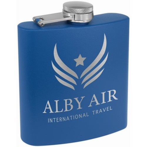 Photo of 6 Oz. Matte Royal Blue Powder Coated Flask