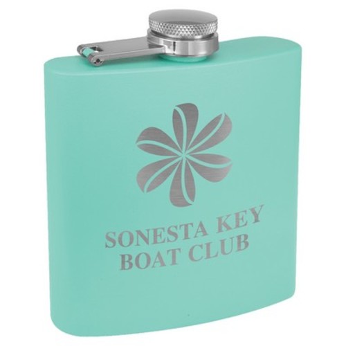 Photo of 6 Oz. Matte Teal Powder Coated Flask