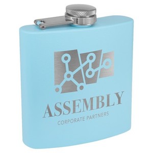 Photo of 6 Oz. Matte Light Blue Powder Coated Flask