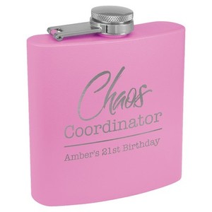 Photo of 6 Oz. Matte Light Purple Powder Coated Flask