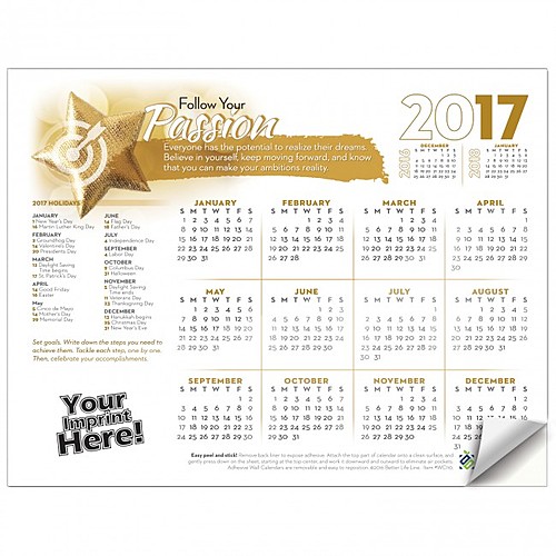 Photo of Adhesive Wall Calendar   2017 Follow Your Passion (Motivational)