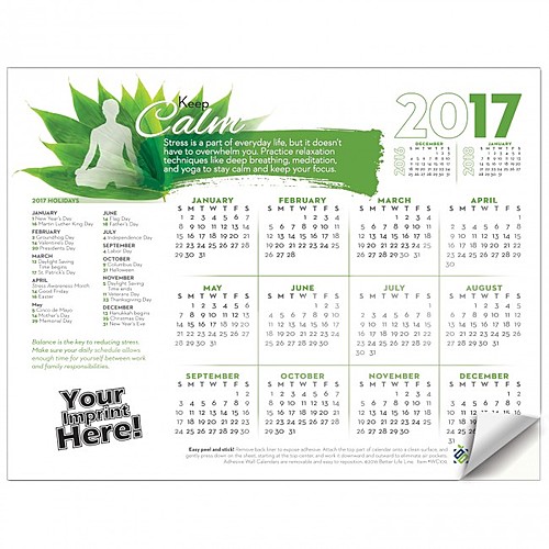 Photo of Adhesive Wall Calendar   2017 Keep Calm (Stress)