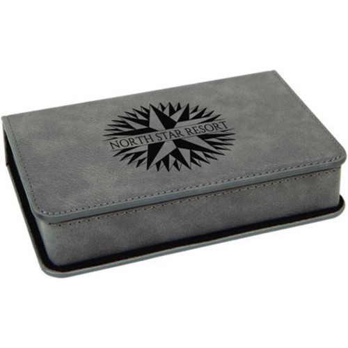 Photo of Gray Leatherette 2 Pc Wine Tool Set