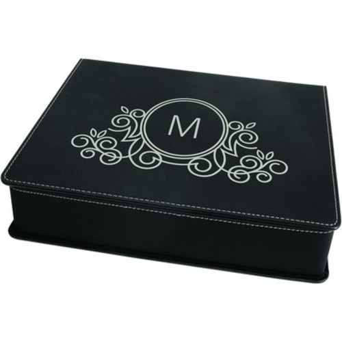 Photo of Black/Silver Leatherette 5 Pc Wine Tool Set