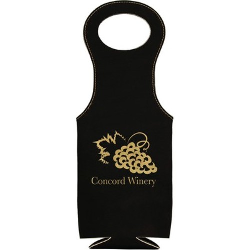 Photo of Black & Gold Insulated Leatherette Wine Bag