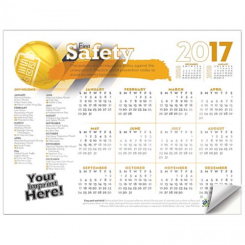 Photo of Adhesive Wall Calendar   2017 Safety First (Safety)