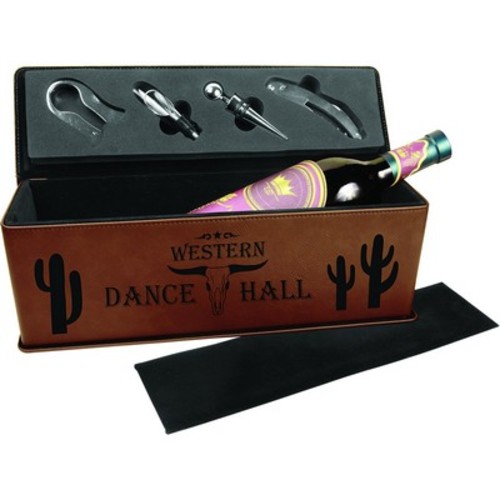 Photo of Dark Brown Leatherette Single Wine Box W/Tools