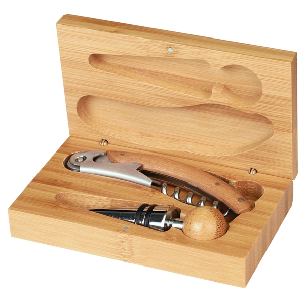 Bamboo color option for Bamboo 2 Pc Wine Tool Set