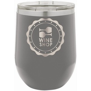 Photo of 12 Oz. Dark Gray Polar Camel Vacuum Insulated Stemless Wine Tumbler W/Lid