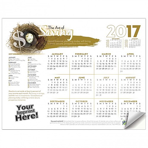 Photo of Adhesive Wall Calendar   2017 The Art Of Saving (Financial)