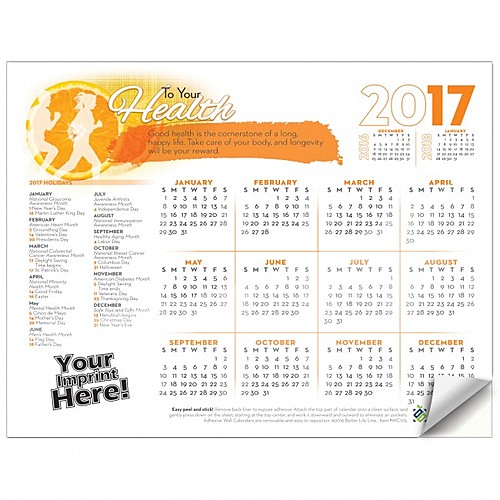 Photo of Adhesive Wall Calendar   2017 To Your Health (Wellness)
