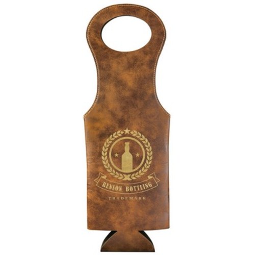 Photo of Rustic & Gold Leatherette Wine Bag