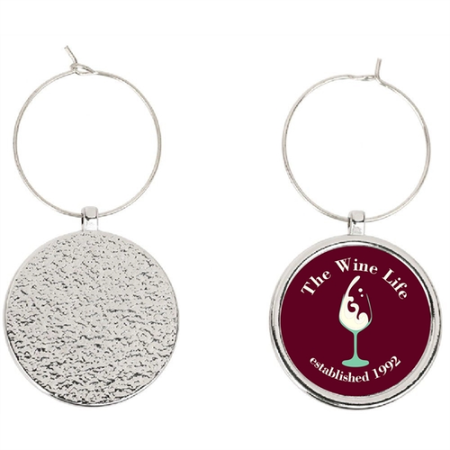 Main photo of Wine Glass Charm W/1" Full Color Insert