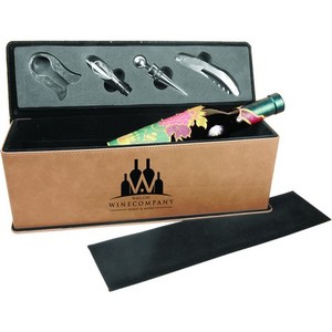 Photo of Light Brown Leatherette Single Wine Box W/Tools
