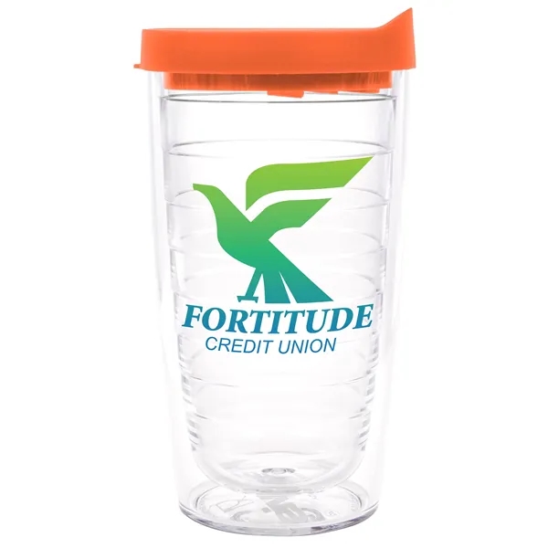 Clear Tumbler/ Orange Lid color option for Tervis® Classic Tumbler   16 Oz.