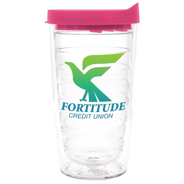 Clear Tumbler/Fuschia Lid color option for Tervis® Classic Tumbler   16 Oz.