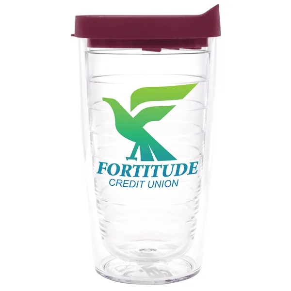 Clear Tumbler/Maroon Lid color option for Tervis® Classic Tumbler   16 Oz.