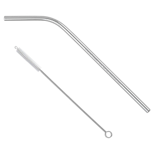 Photo of Bent Stainless Steel Straw With Pipe Cleaner Brush