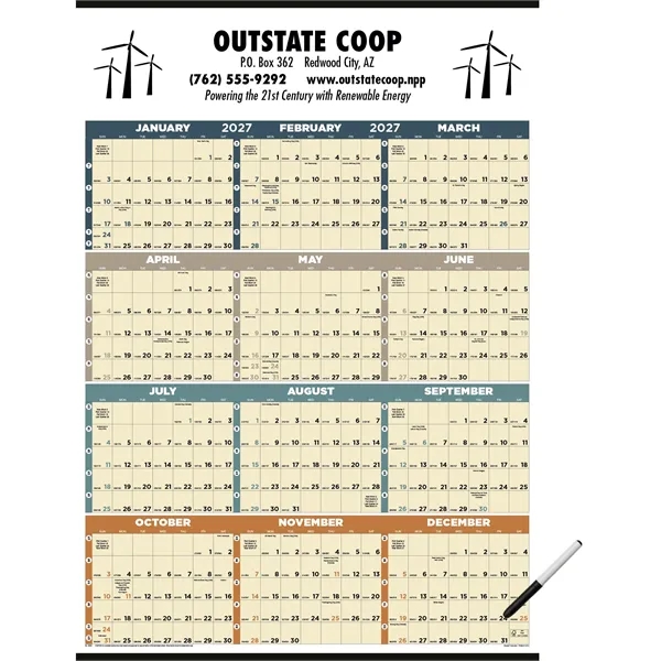 White color option for Time Management Span A Year (Laminated W/Marker)