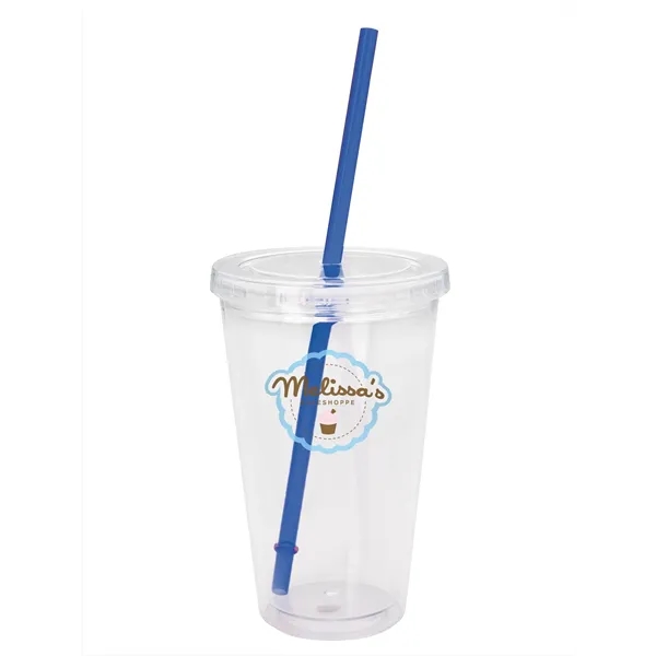 Clear Tumbler/Clear Lid/Blue Straw color option for Clear Tumbler With Colored Lid   18 Oz.