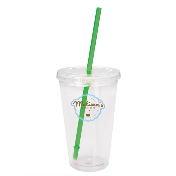 Clear Tumbler/Clear Lid/Green Straw color option for Clear Tumbler With Colored Lid   18 Oz.