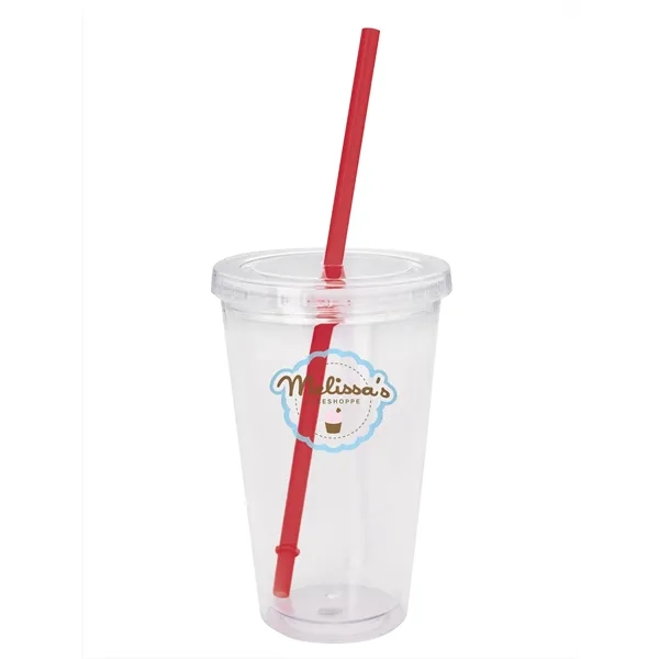 Clear Tumbler/Clear Lid/Red Straw color option for Clear Tumbler With Colored Lid   18 Oz.