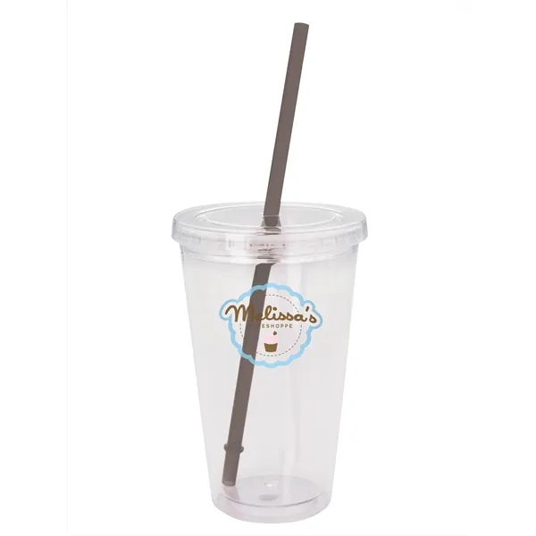 Clear Tumbler/Clear Lid/Smoke Straw color option for Clear Tumbler With Colored Lid   18 Oz.