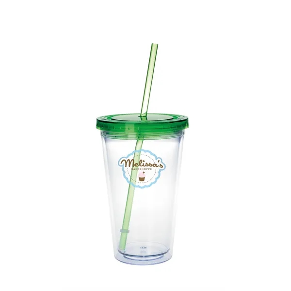 Clear Tumbler/Green Lid/Green Straw color option for Clear Tumbler With Colored Lid   18 Oz.
