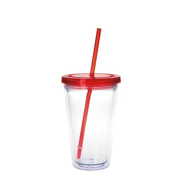 Clear Tumbler/Red Lid/Red Straw color option for Clear Tumbler With Colored Lid   18 Oz.