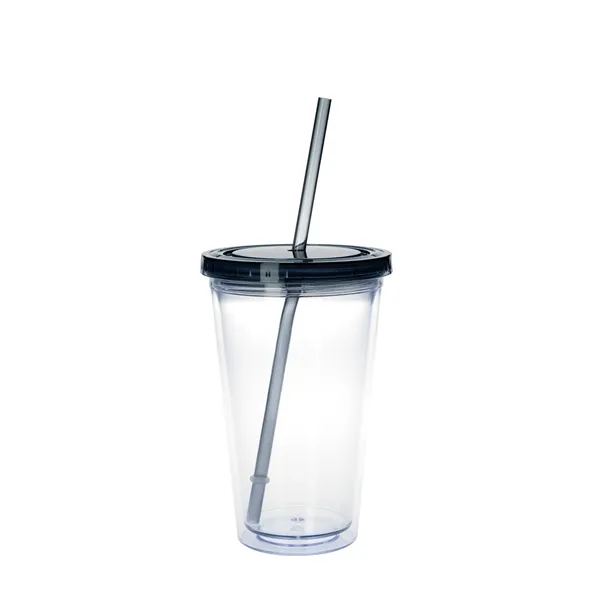 Clear Tumbler/Smoke Lid/Smoke Straw color option for Clear Tumbler With Colored Lid   18 Oz.