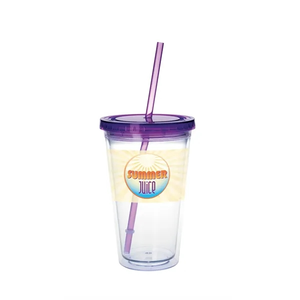 Photo of Clear Tumbler With Colored Lid   18 Oz.