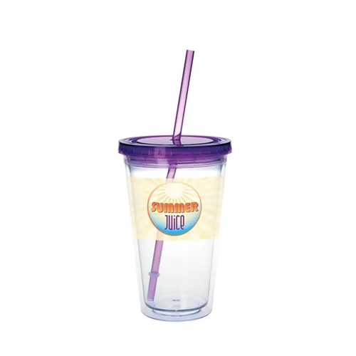 Main photo of Clear Tumbler With Colored Lid   18 Oz.