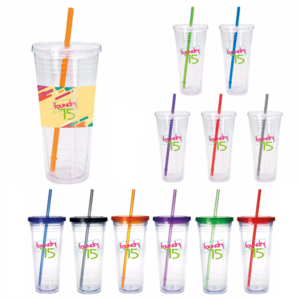 Photo of Clear Tumbler With Colored Lid   24 Oz.