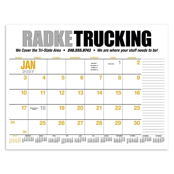 White color option for 13 Month Desk Pad Calendar