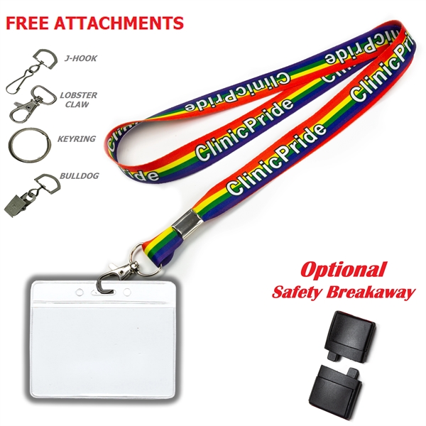 Red color option for Combo Usa Made Dye Sublimated Lanyard With Badge Holder