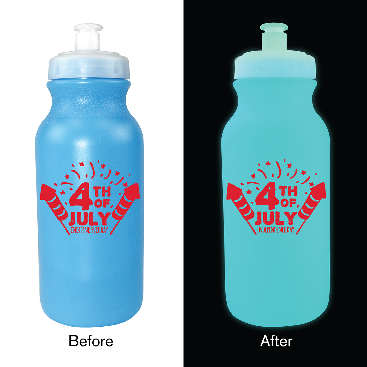 Light Blue color option for 20 Oz. Nite Glow Value Cycle Bottle With Push 'N Pull Cap