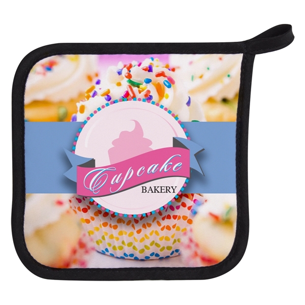 WHITE WITH BLACK color option for Full Color Quilted Pot Holder