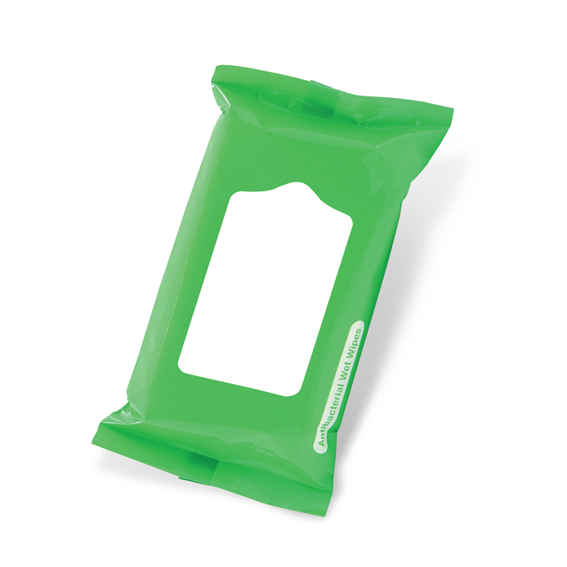 Green color option for Wipes Antibacterial Wet Wipes In A Pouch