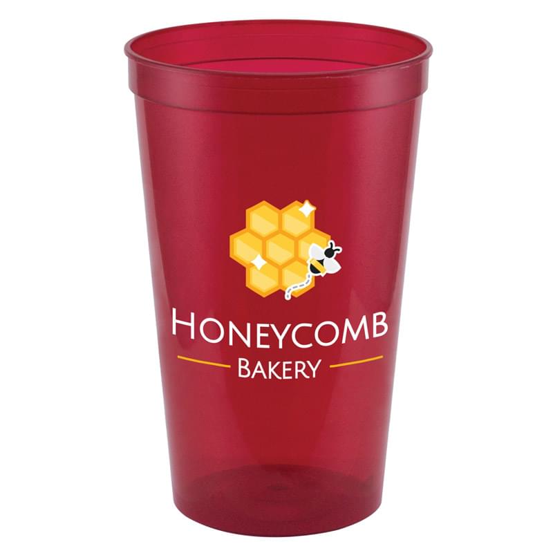 Translucent Red color option for Touchdown       Full Color 22 Oz. Stadium Cup
