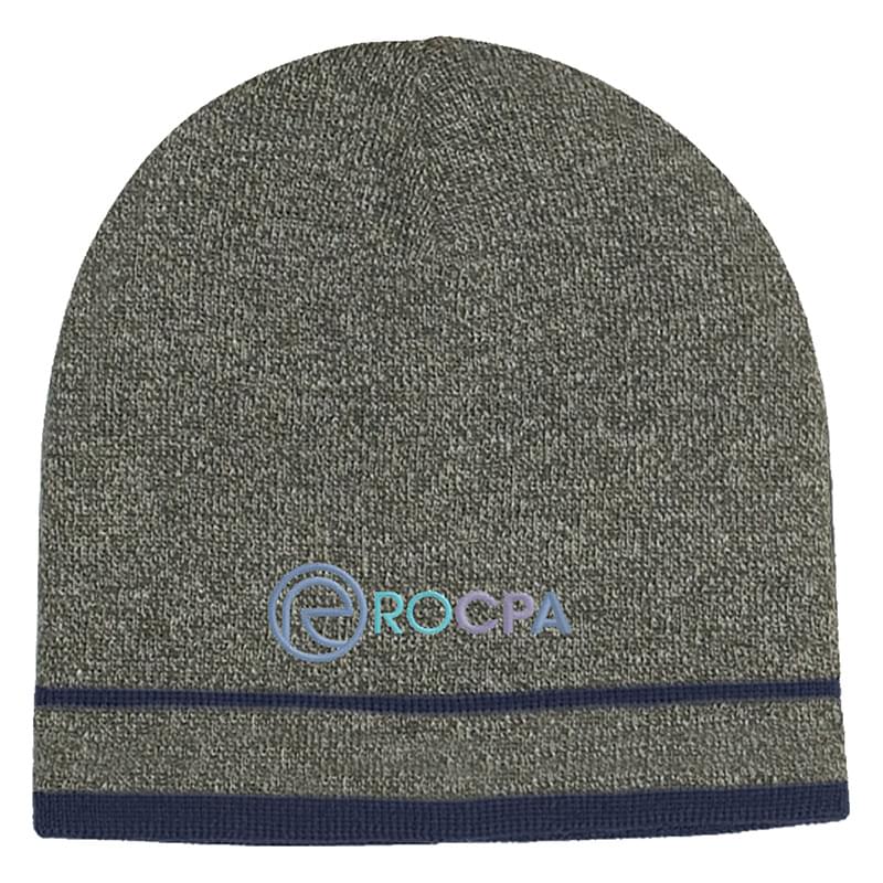Gray/Navy color option for 100% Acrylic Knit Beanie