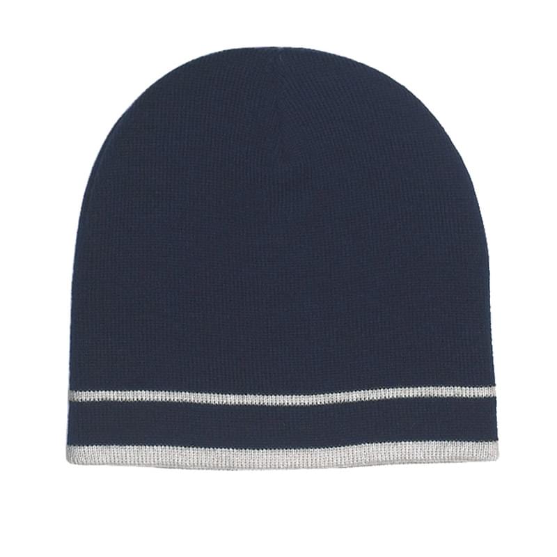 Navy/White color option for 100% Acrylic Knit Beanie