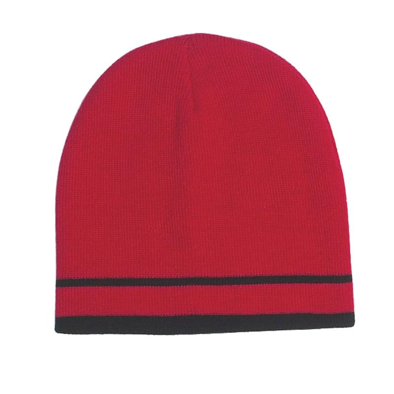 Red/Black color option for 100% Acrylic Knit Beanie