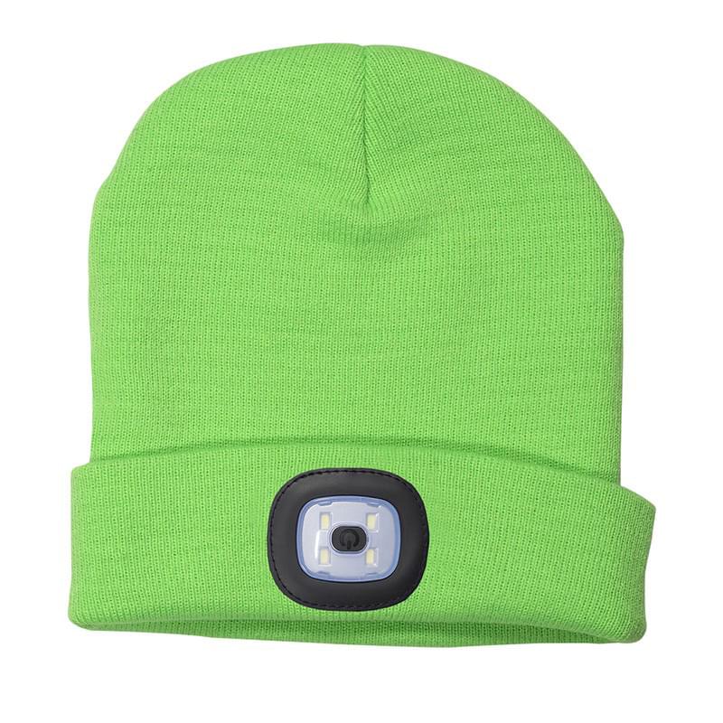 Safety Green color option for Acrylic Beanie With Led Lights