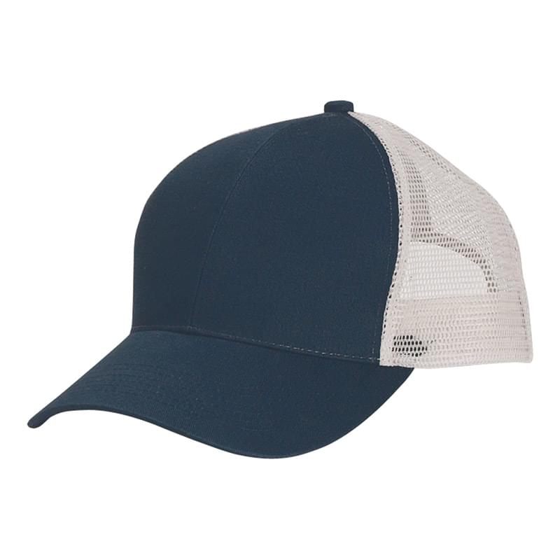 Navy/Khaki color option for Affordable 100% Brushed Cotton Mesh Cap