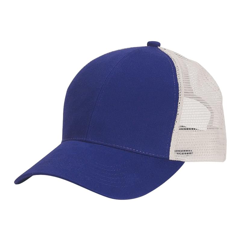 Royal Blue/Khaki color option for Affordable 100% Brushed Cotton Mesh Cap