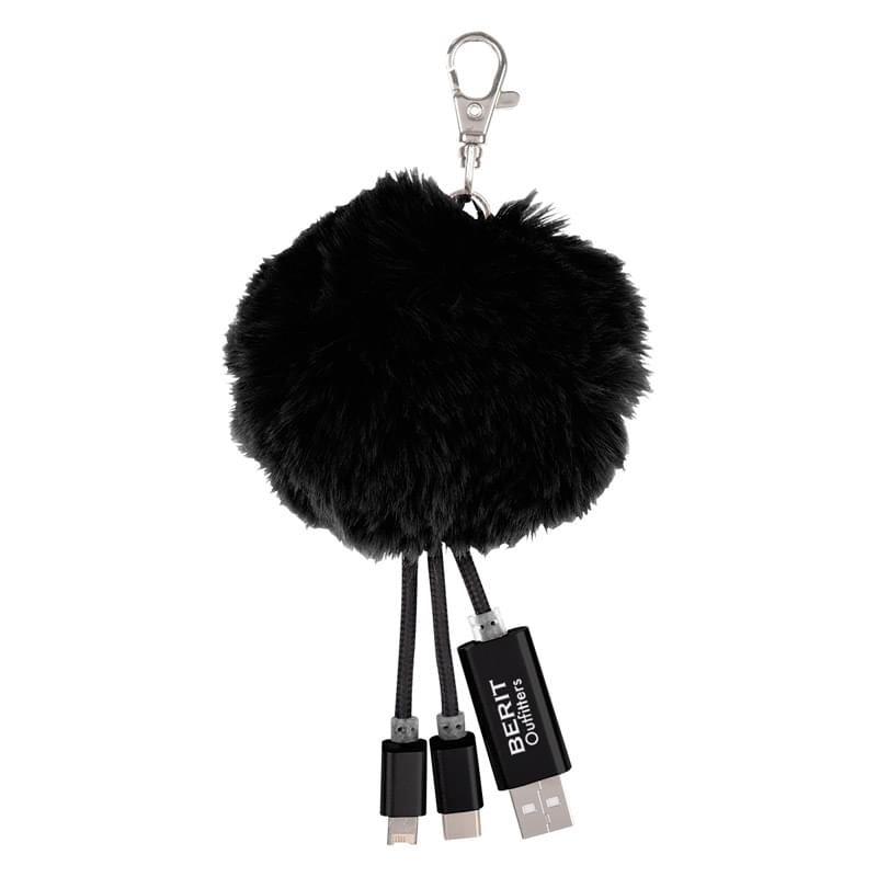Black color option for 3 In 1 Pom Puff Charging Cable